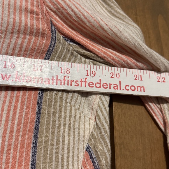 Liverpool Los Angeles Womens Blue Peach Tan Striped Collared Button Down Shirt S - Picture 8 of 8